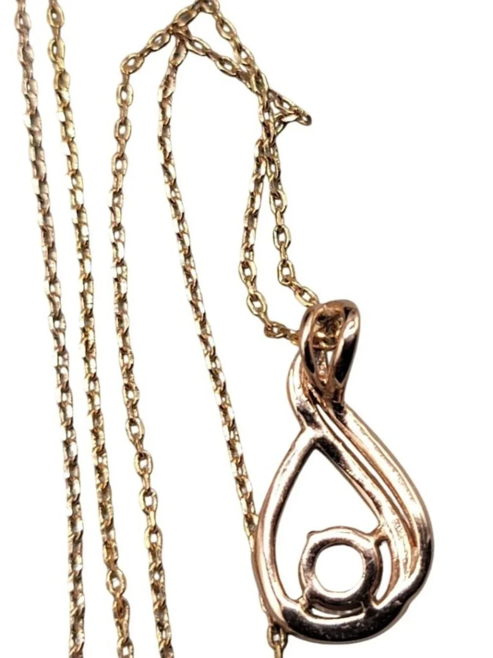 14kgp CZ Infinity Pendant Necklace Cubic Zirconia Rose Gold Plated 17